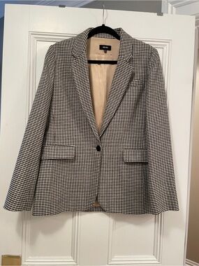 ME&EM Black/Brown & White Houndstooth Blazer Jacket